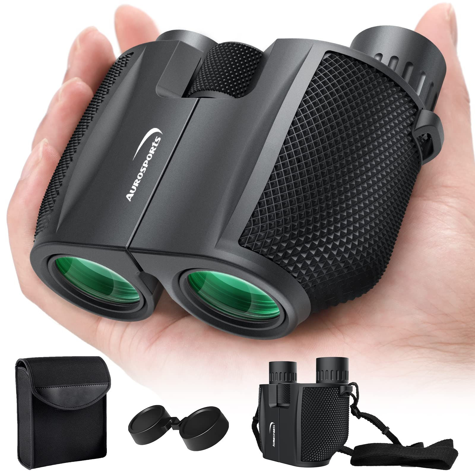 Aurosports for Adults and Kids - Compact Binoculars 10x25 10x25-Black Bird