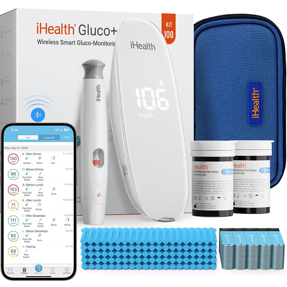iHealth Gluco+ Wireless Smart Glucose Monitor Kit � 100 Strips & 100 Lancets