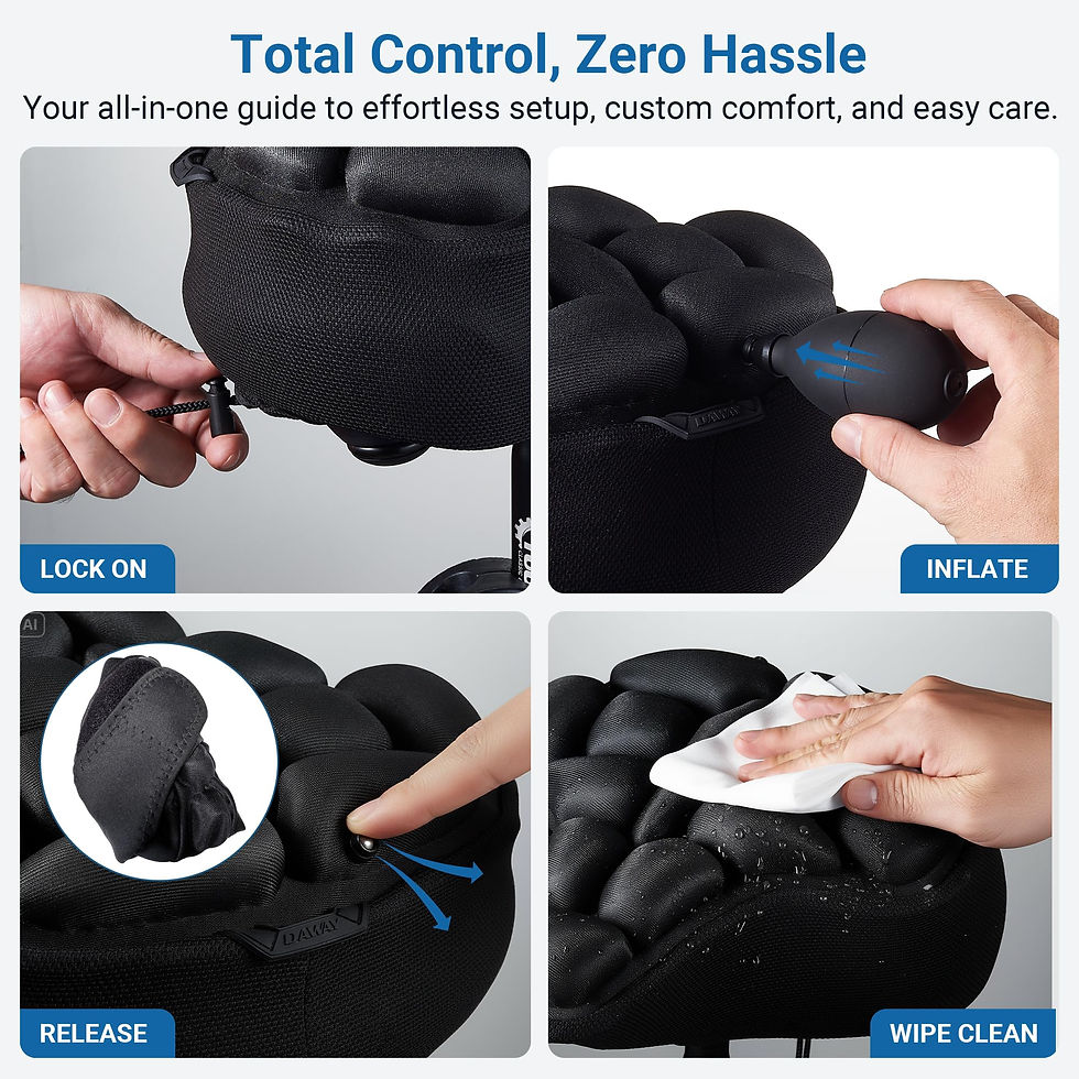 Thumbnail: DAWAY Air Bike Seat Cushion Cover � F1 3D Inflatable Wide Bike Saddle Cover,