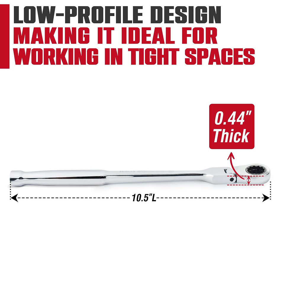 Thumbnail: CROM Flex Head Ratchet Wrench - 10.5-Inch Long 17mm head Stubby Socket