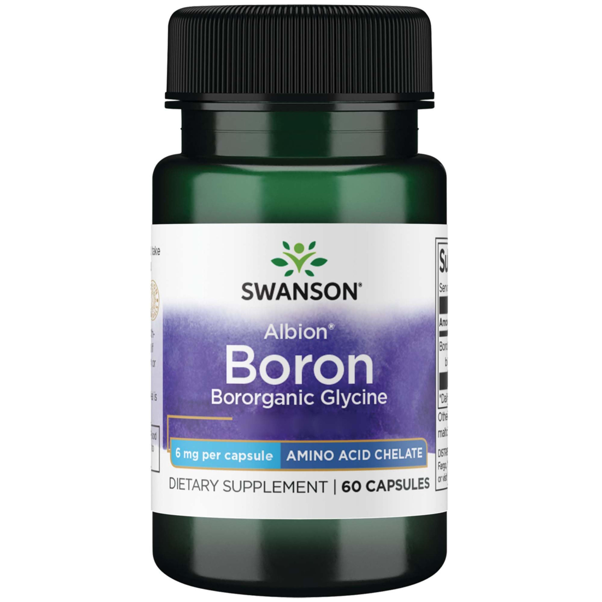 Swanson Albion Boron, 6mg, 60 Capsules, High-Dose, Non-GMO, Gluten-Free