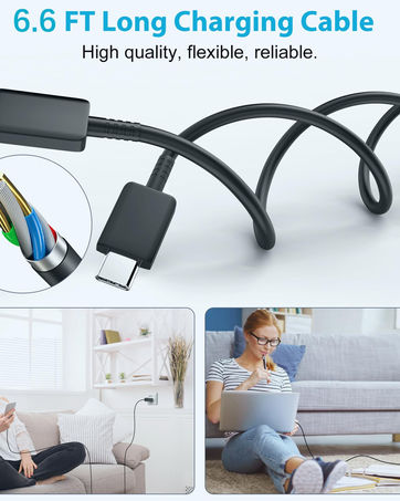 Thumbnail: 25W Super Fast USB-C Charger & 6.6FT Cable for Samsung Galaxy S24/S23