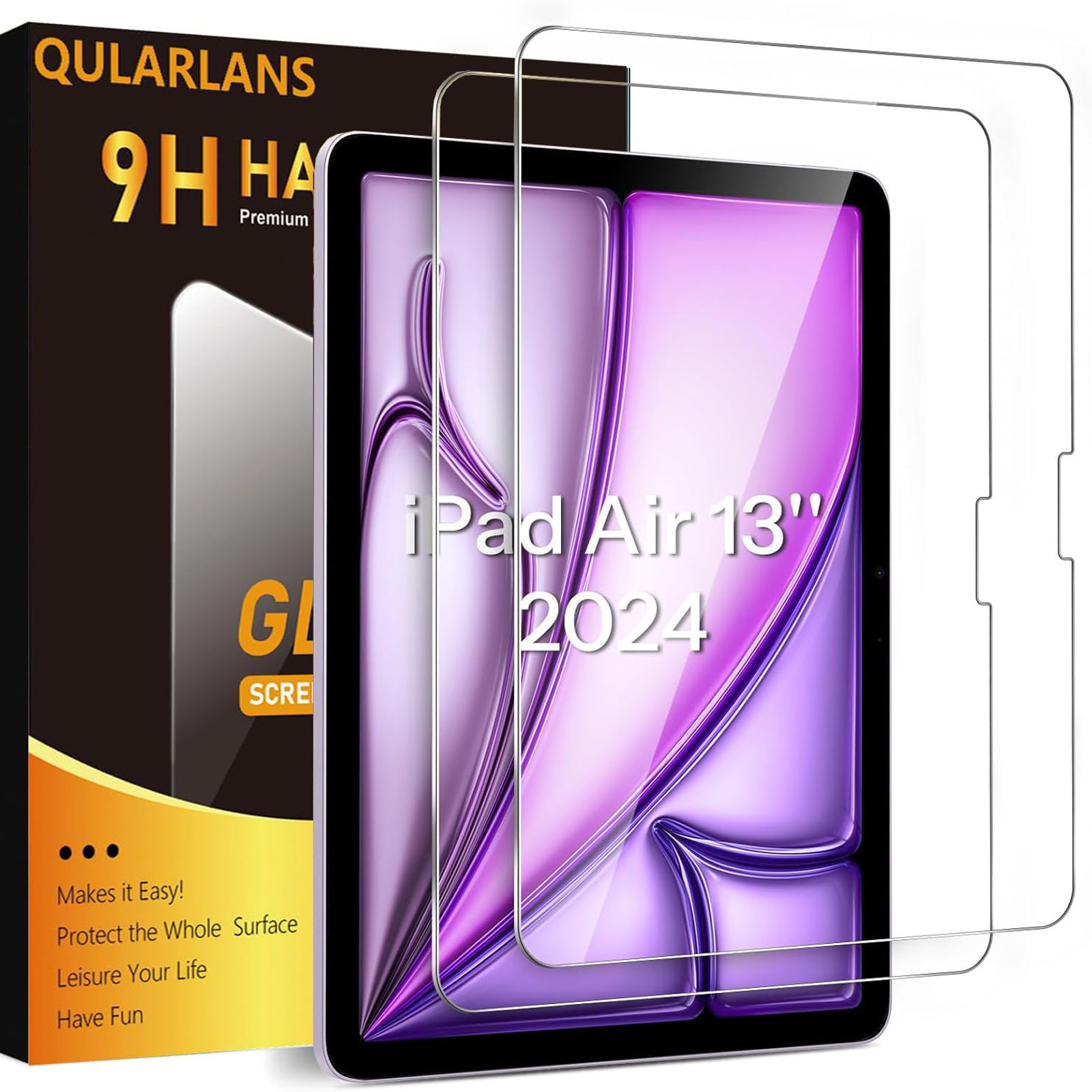 2 Pack Screen Protector for iPad Air 13" 2024, Tempered Glass for A2898/A2899