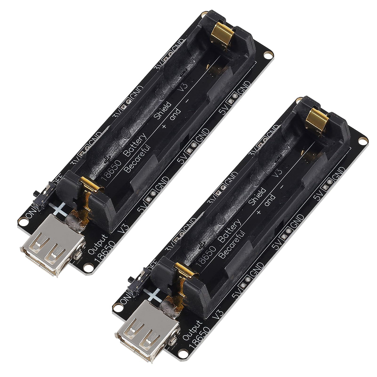2-Pack 18650 Battery Holder with USB Charging Module for Raspberry Pi