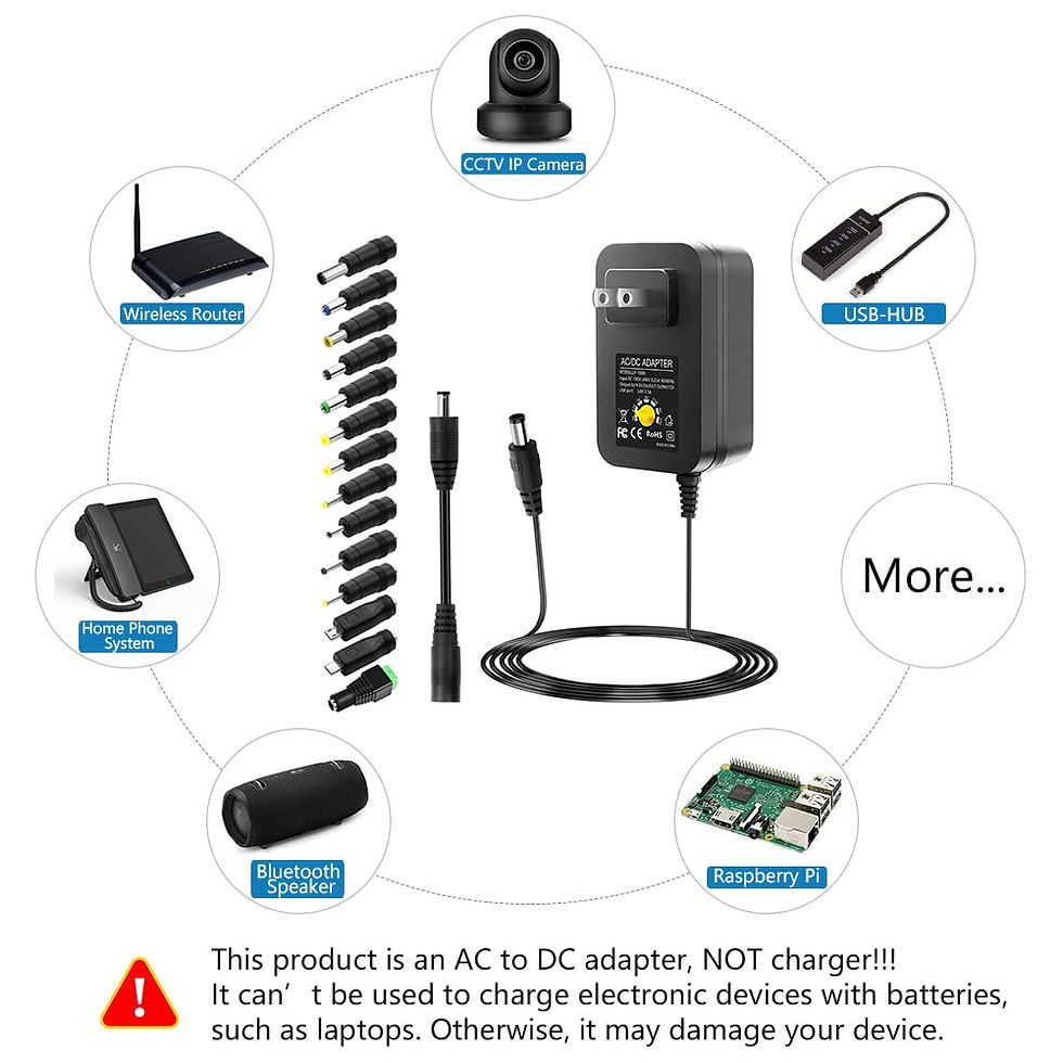 Thumbnail: SHNITPWR 30W Adjustable Power Supply with USB Port and 14 Tips, 3V-12V