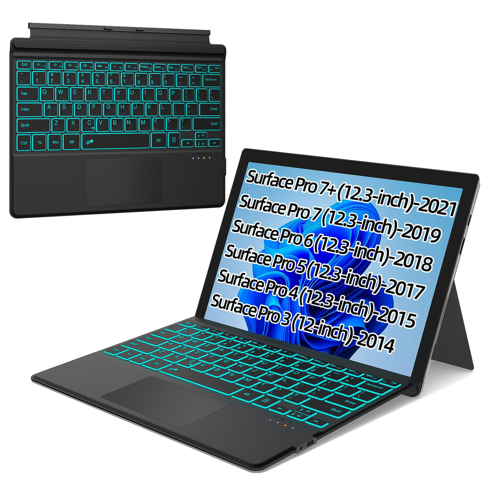 XIWMIX Keyboard for Microsoft Surface Pro, Wireless Bluetooth, Black