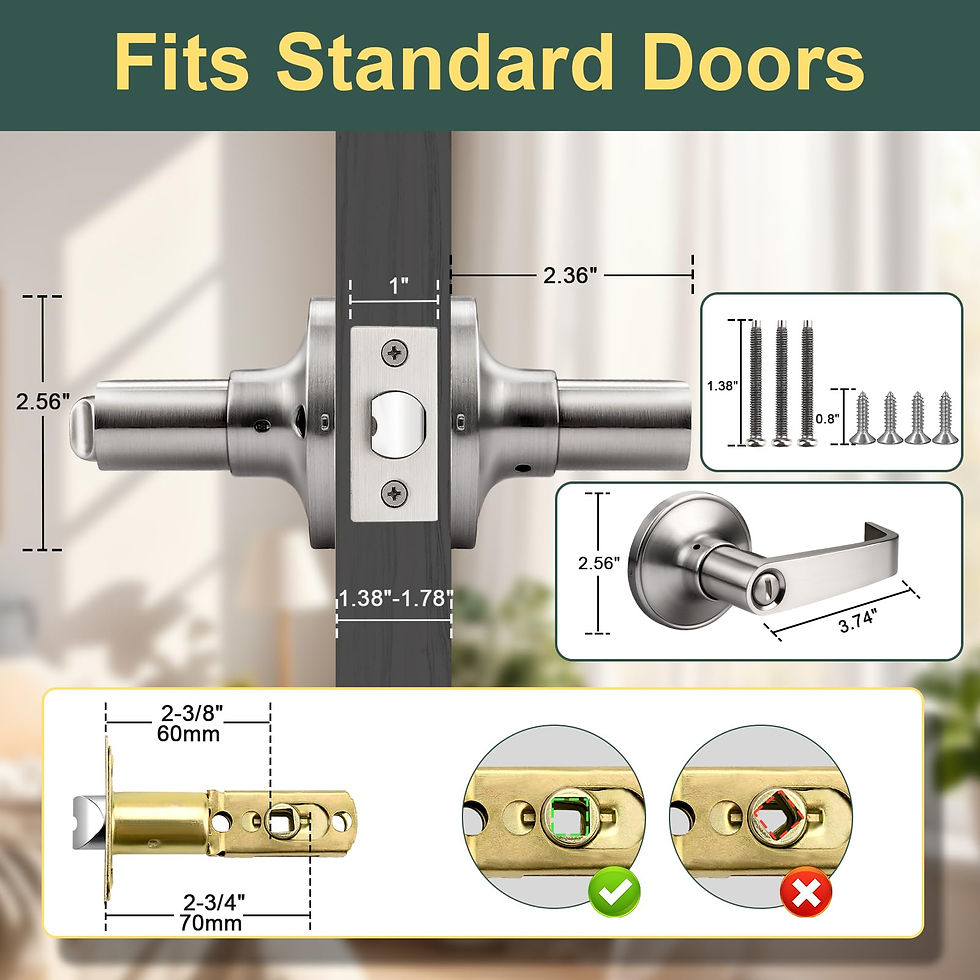 Thumbnail: Contemporary Brushed Nickel Door Handles Interior with Lock, Privacy Door