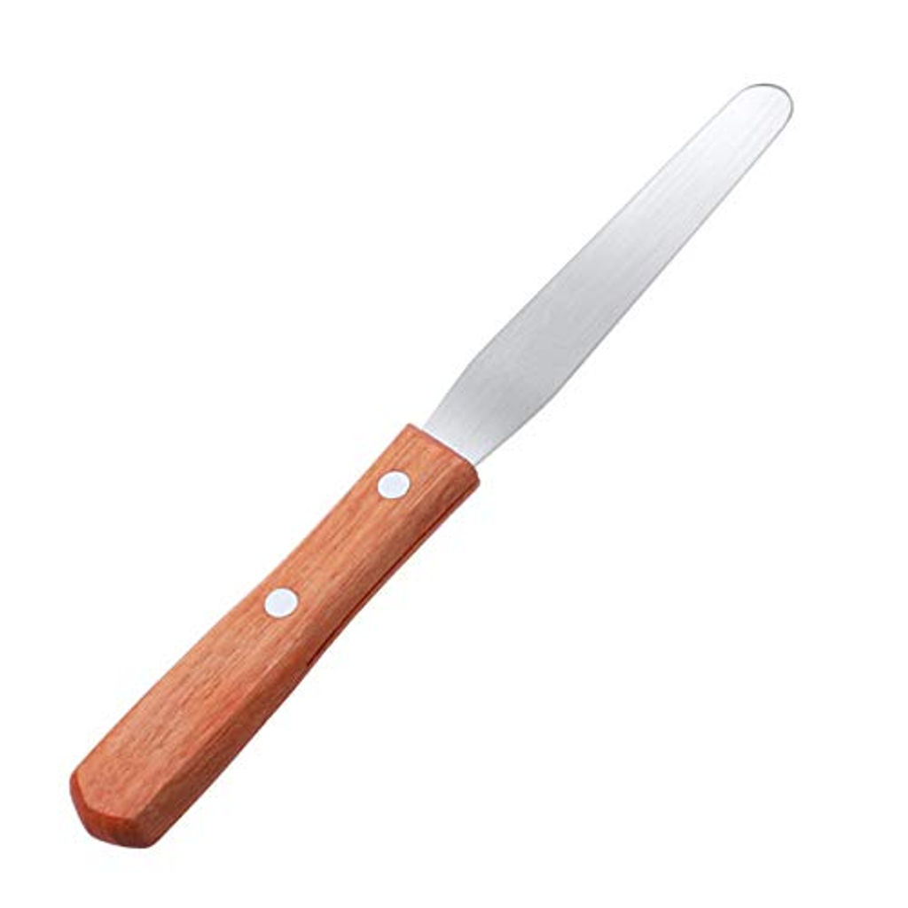 JimKing Metal Waxing Spatula, Stainless Steel, Wooden Handle
