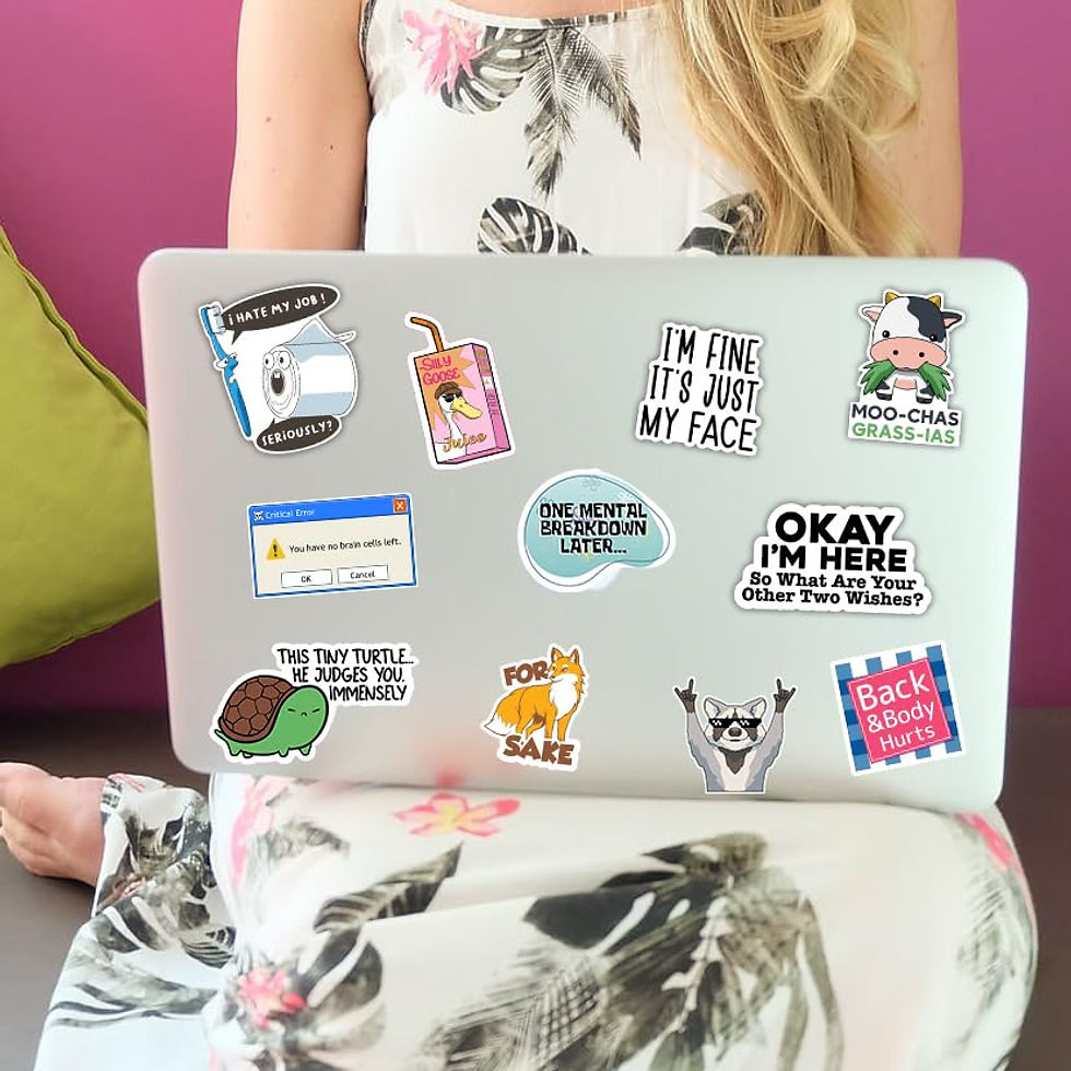 Thumbnail: 130 Pcs Funny Quote Stickers for Water Bottles, Laptops, Phones, Bumper