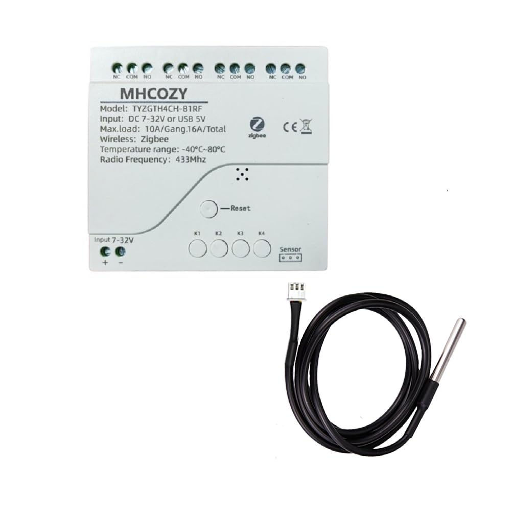 Zigbee Channel Tuya app Dry Contact Relay Temperature Monitor Controller,4