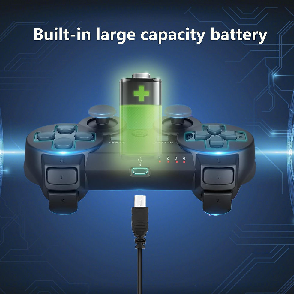 Thumbnail: PS3 Wireless Controller 2 Pack, Black+White with Charging Cables