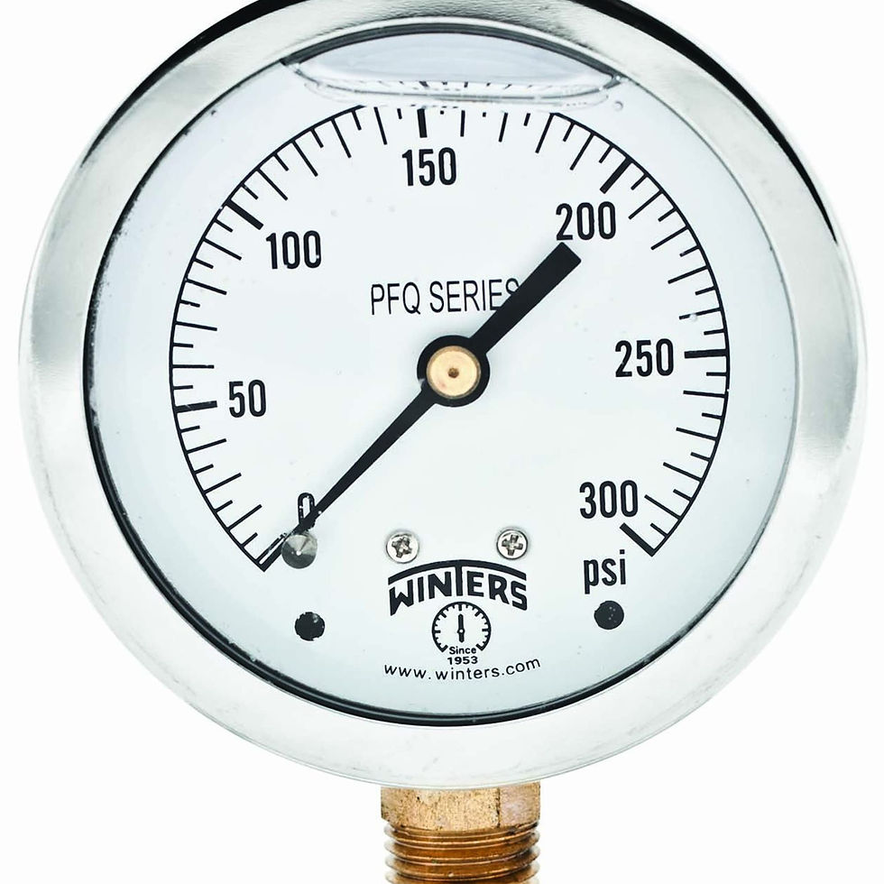 Thumbnail: Winters Dial Size, Liquid Filled Pressure Brass 2-1/2" Industrial Gauge,