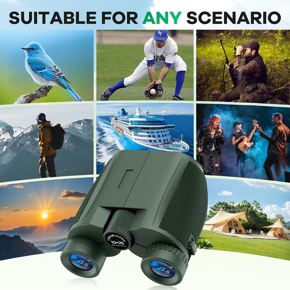Thumbnail: Leacco for Adults and Kids, View Waterproof 10x25 Compact Binoculars Green