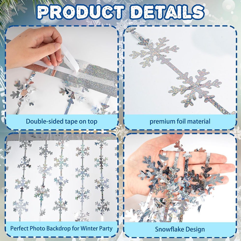 Thumbnail: Winter Wonderland Snowflake Tinsel Curtains for Xmas Party, 2-Pack (3.3x6.6ft)