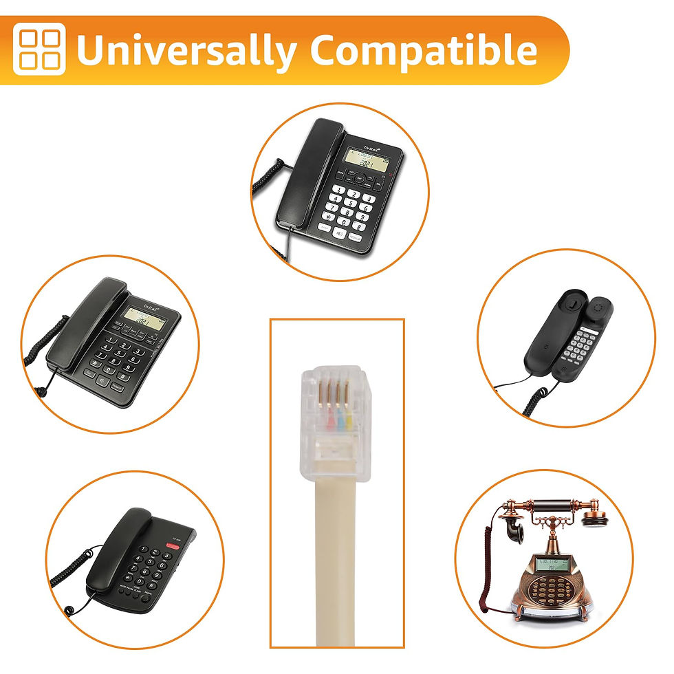 Thumbnail: Uvital 25FT Phone Cord, Coiled, for Landline, Compatible with Polycom Phones