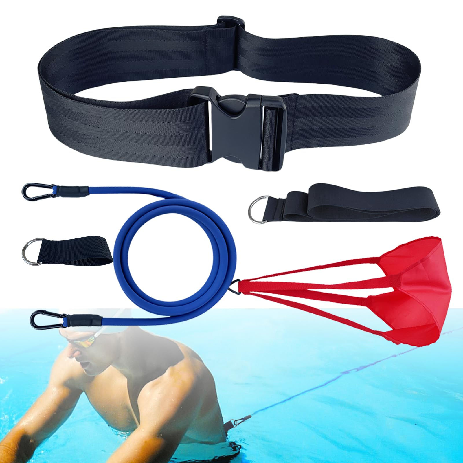 Swimming Resistance - Aquatic Belt, Parachute, Training Set Swim Pool A