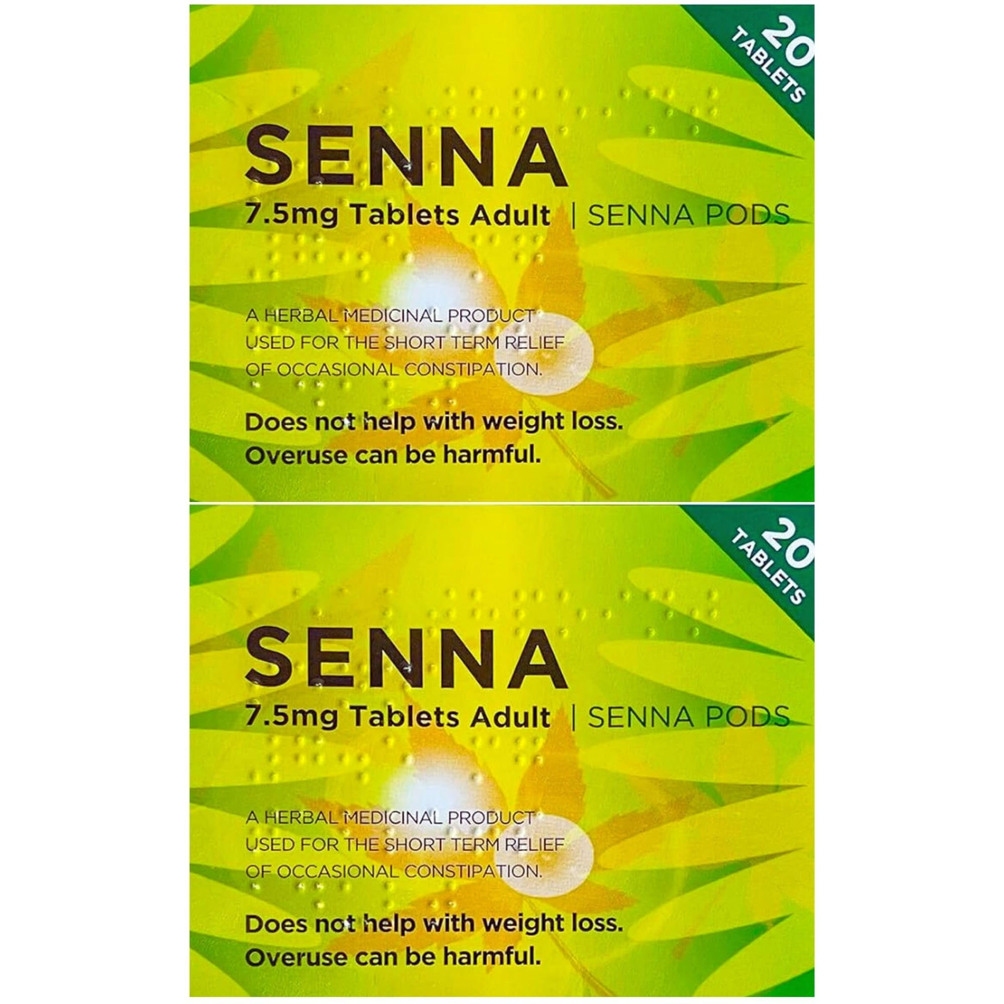 Pack of 2 Senna Herbal Laxative Tablets, 20�s, Natural Constipation Relief