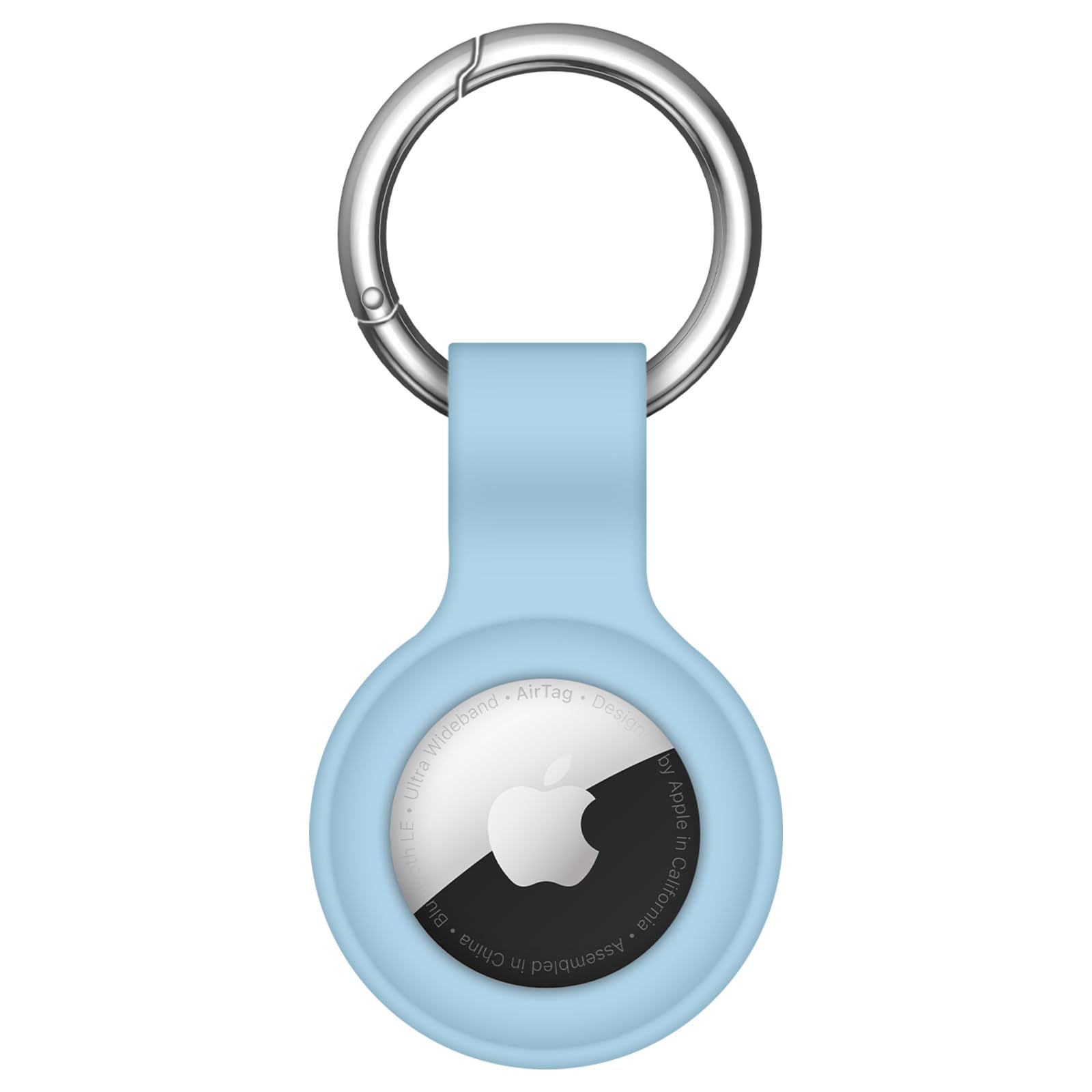 AirTag Case Keychain, Silicone Holder with Key Ring, Grey Blue (B6)