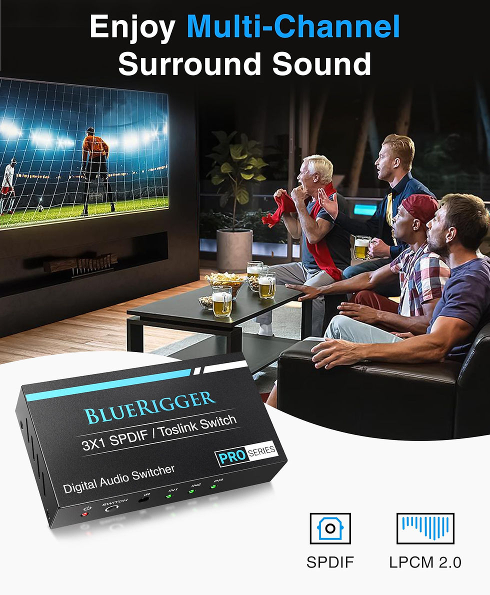 Thumbnail: BlueRigger Optical Switch - SPDIF Audio Digital Toslink 3x1 Switcher with