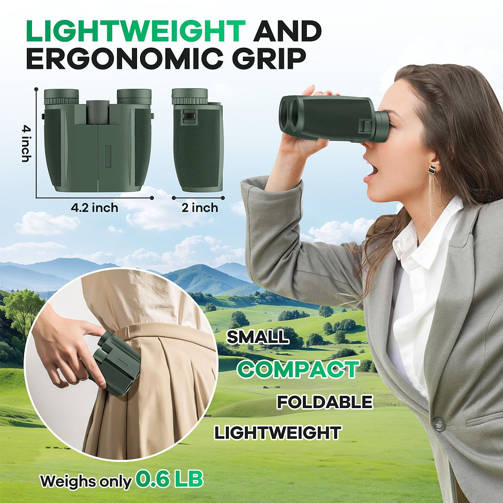 Thumbnail: Leacco for Adults and Kids, View Waterproof 10x25 Compact Binoculars Green