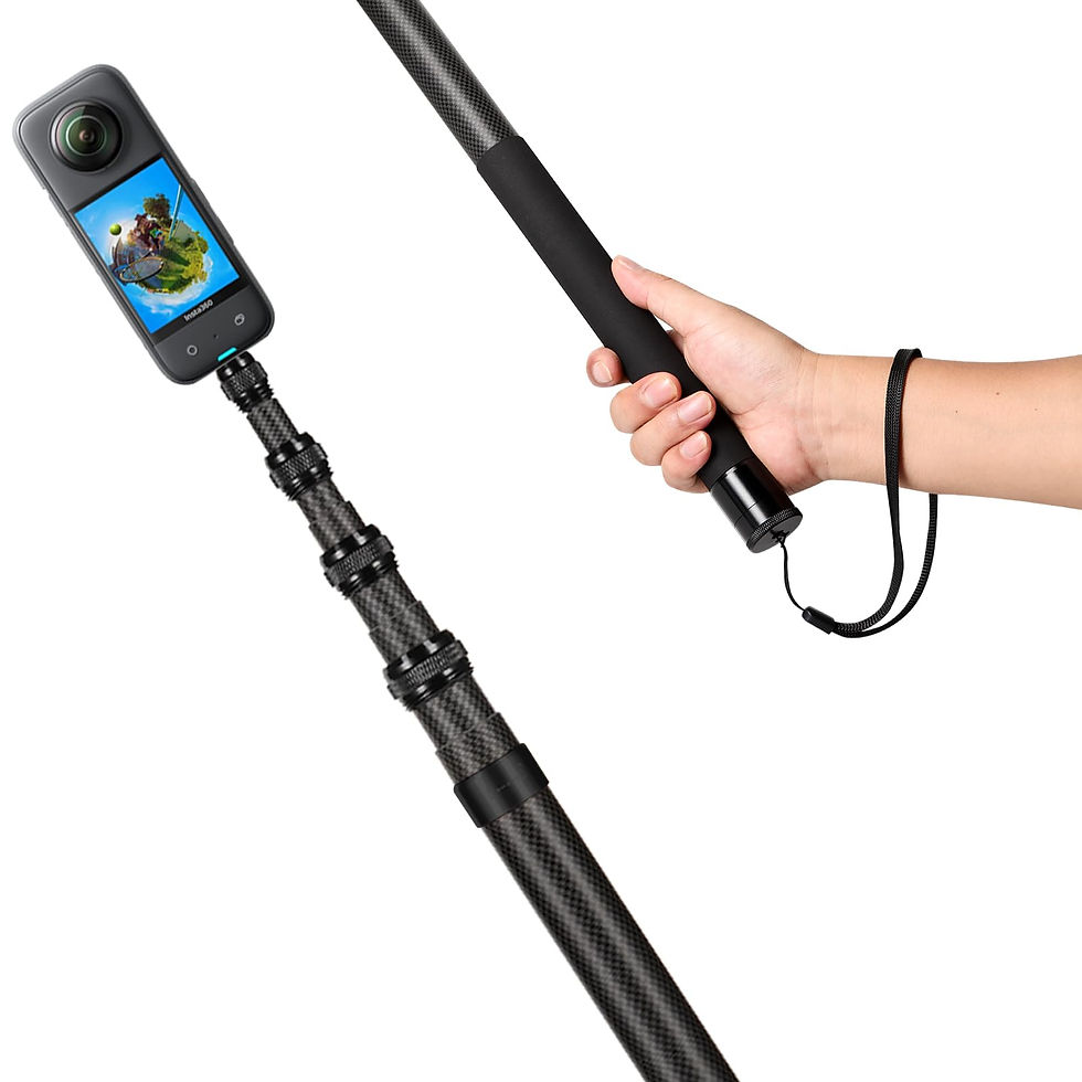 Thumbnail: 118" Super Long Invisible Carbon Fiber Selfie Stick for Insta360, Black