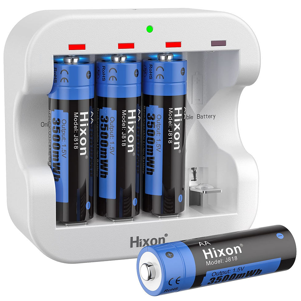 Thumbnail: Hixon AA Rechargeable Batteries, 3500mWh, 4-Pack with Charger, 1600 Cycles
