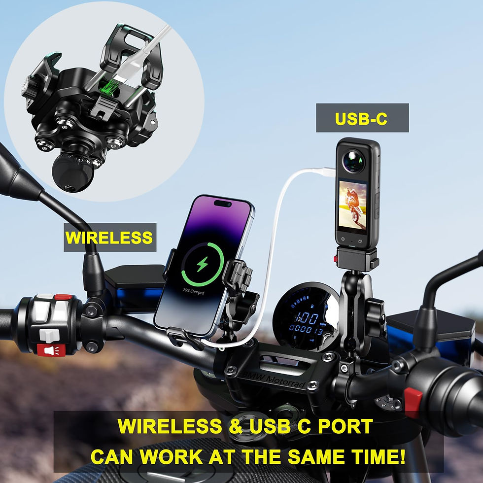 Thumbnail: iMESTOU Phone with Wireless & USB-C Port Motorcycle Mount Charger Shock