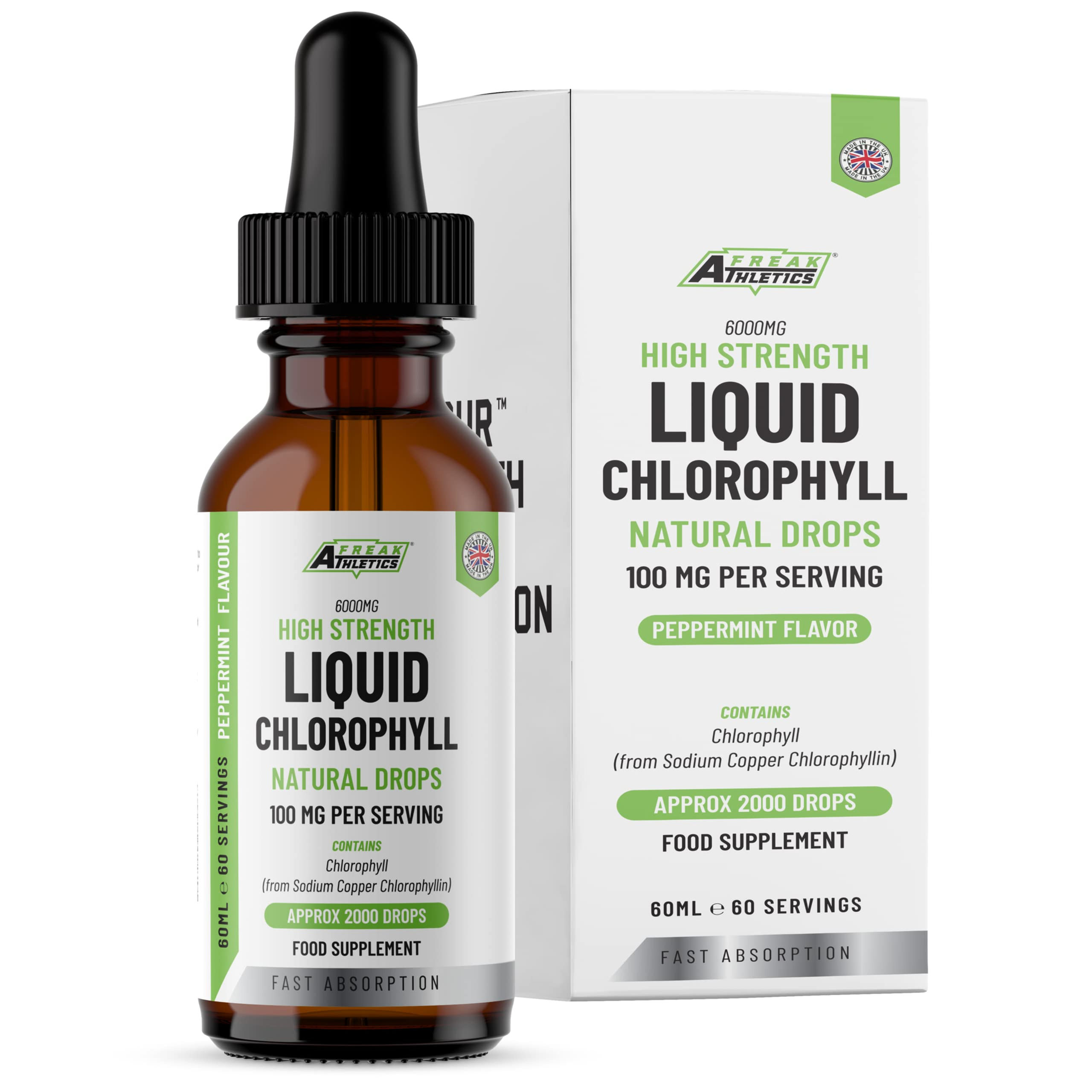 Liquid Chlorophyll Drops 60ml | 2-Month Supply | 100mg Strength, Made in UK