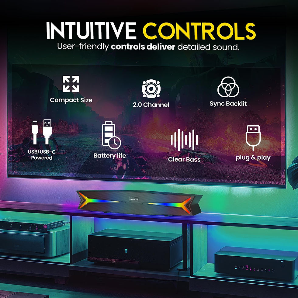 Thumbnail: Desktop Soundbar, Bluetooth with RGB LED, AUX for TVs, Laptops, Gaming Consoles
