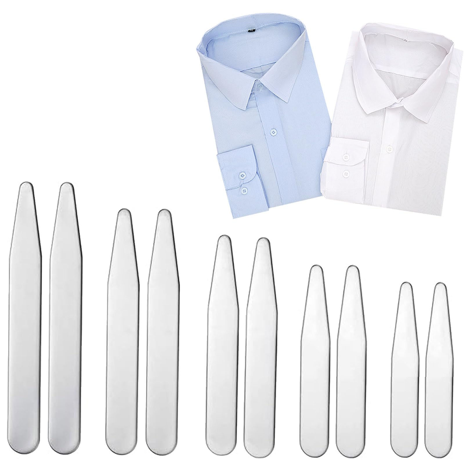 NAYAGOGO 10 Stainless Collar Stiffeners - 5 Sizes for Shirts