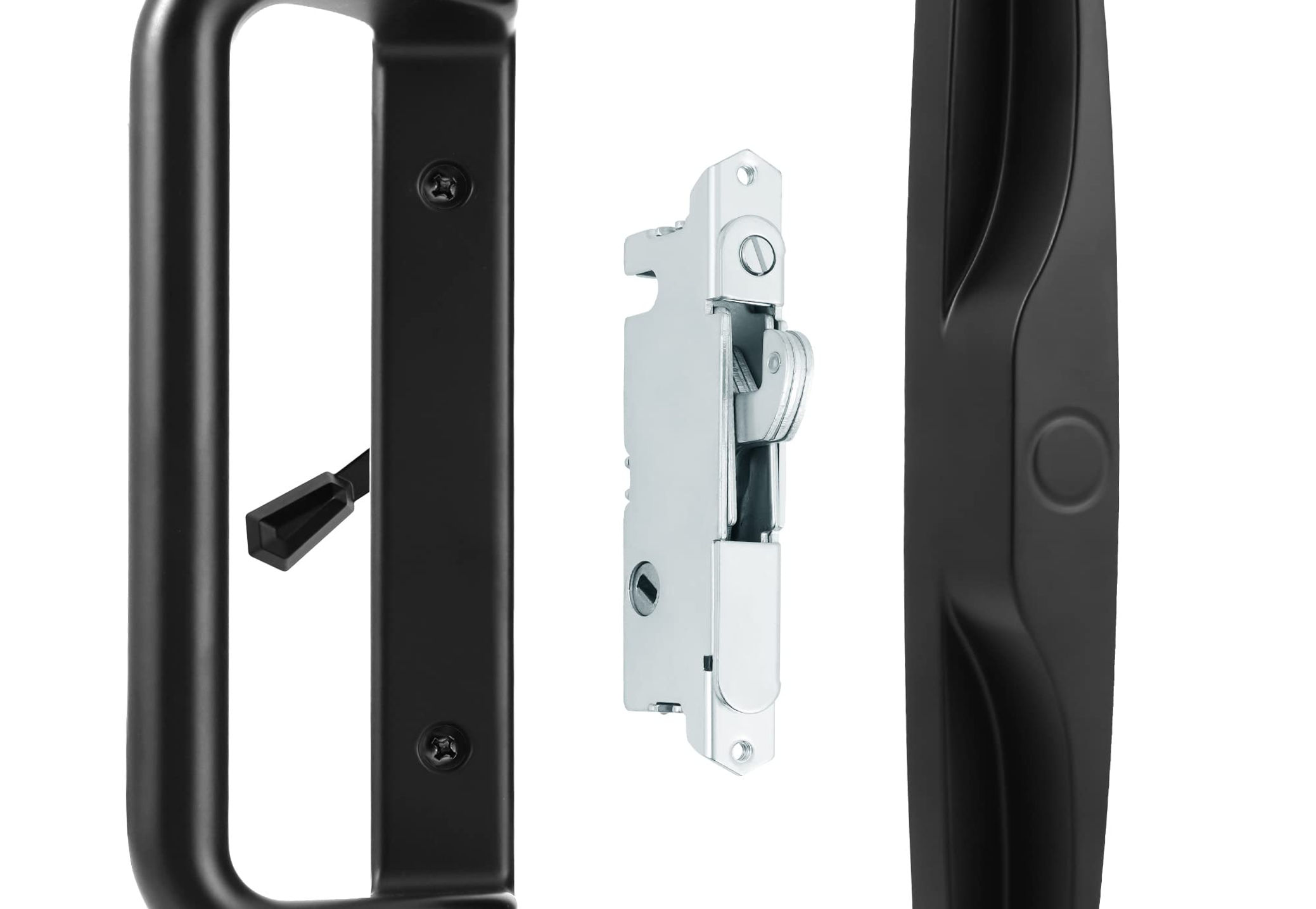 House Guard Black Patio Door Handle Set with Mortise Lock,Suitable for