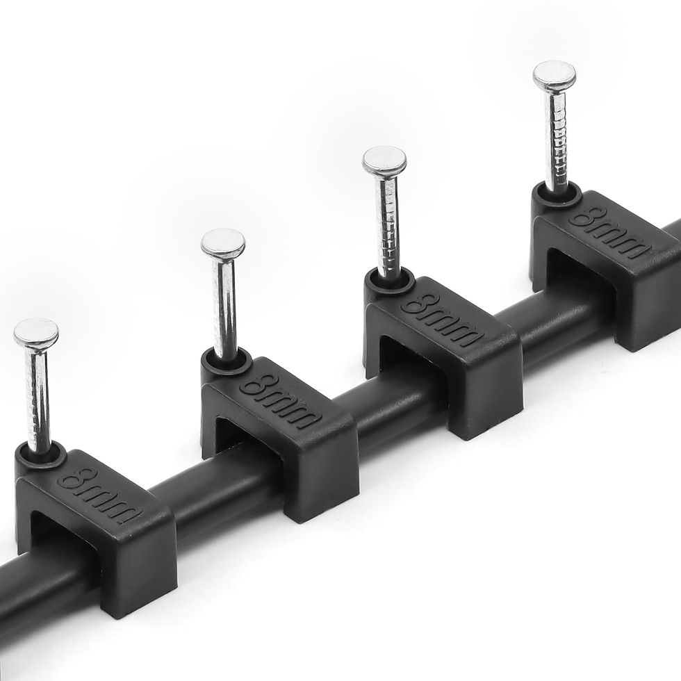 Thumbnail: Black Cable Clips, Nail-in Ethernet Cable Clips, Flat 8mm, 100 Pcs Pack