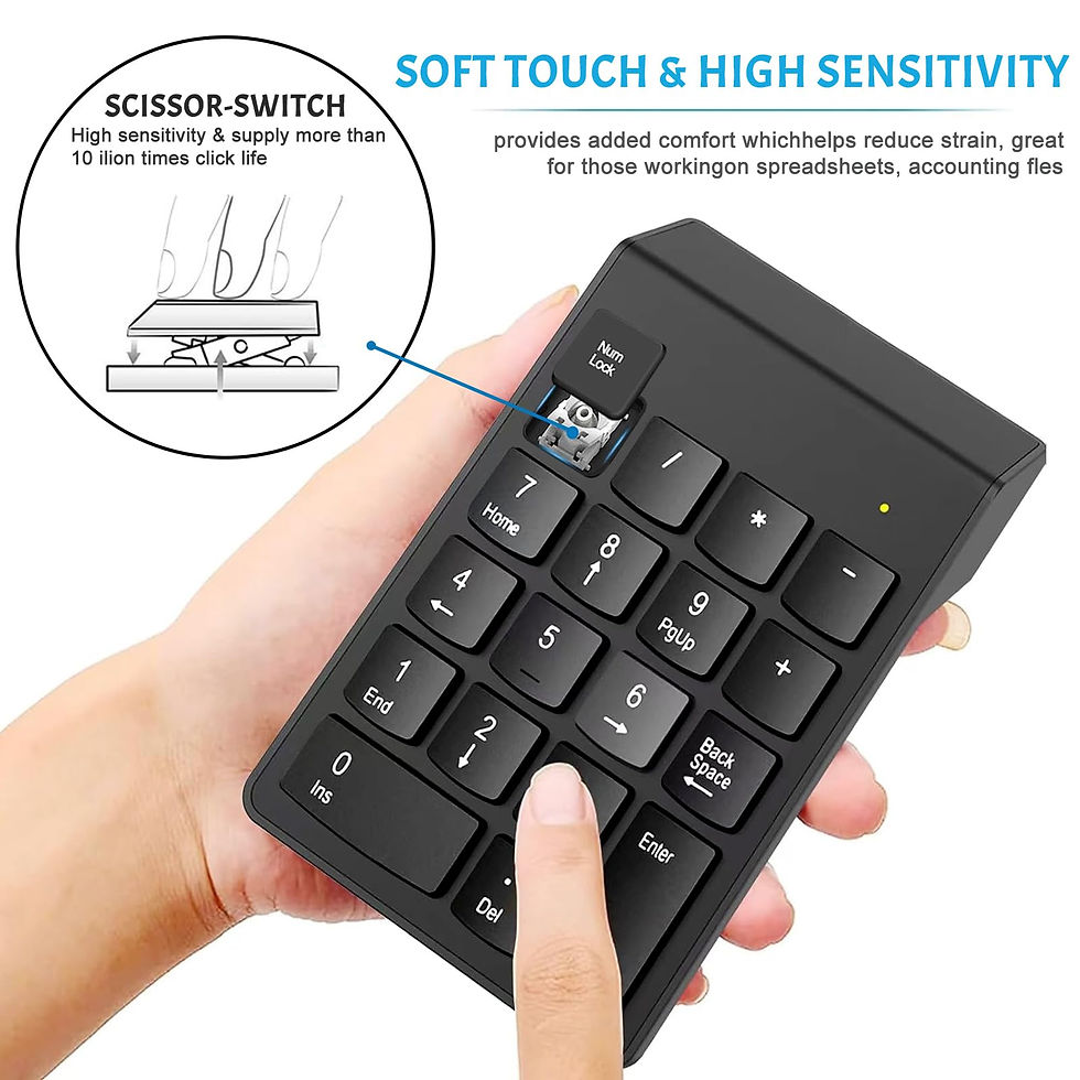 Thumbnail: Wireless Numeric Keypad, 10-Key Numpad with 2.4GHz USB Receiver for PC