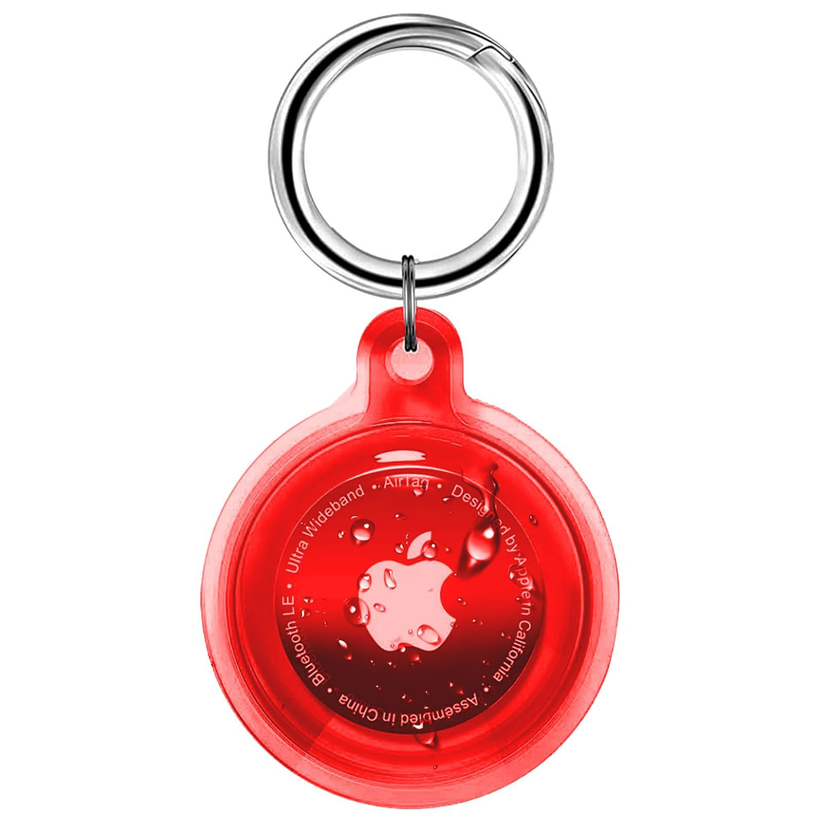 IPX8 Waterproof Airtag Holder with Keychain, Anti-Scratch Case, Red