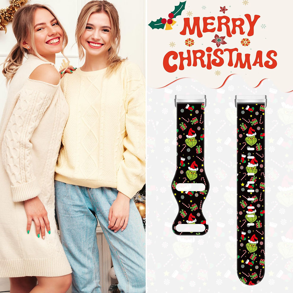 Thumbnail: Christmas Silicone Band for Fitbit Versa 3/4, Sense/Sense 2, Black