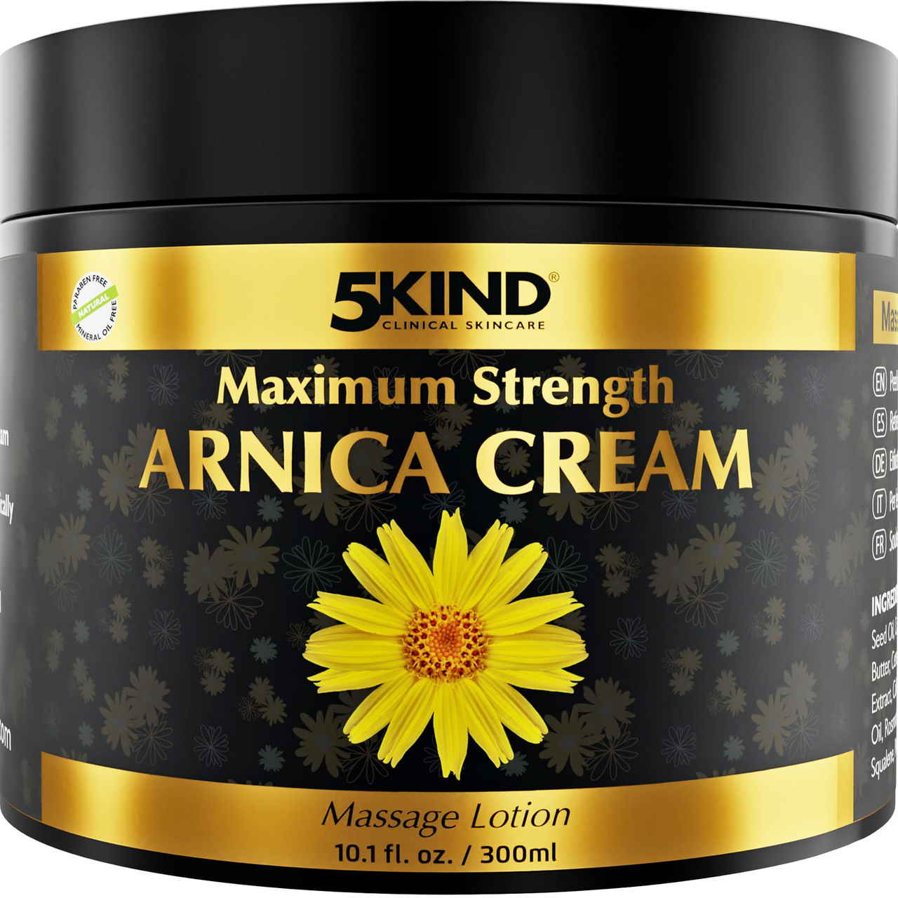 5kind Arnica Cream 300ml for Bruising & Swelling, Natural Muscle Lotion