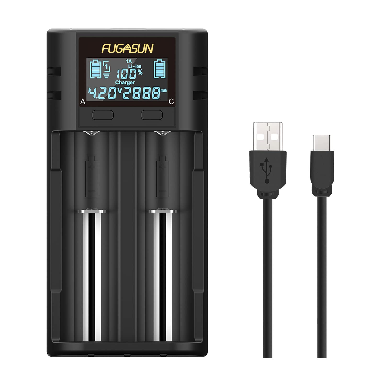 21750 21700 Battery Charger, LCD for 18650/21700 Batteries with Protection