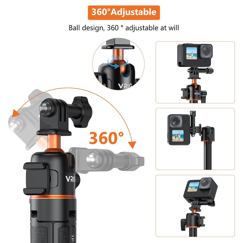 Thumbnail: VRIG 21" Extendable Selfie Stick Tripod for GoPro, 360° Ballhead Stand