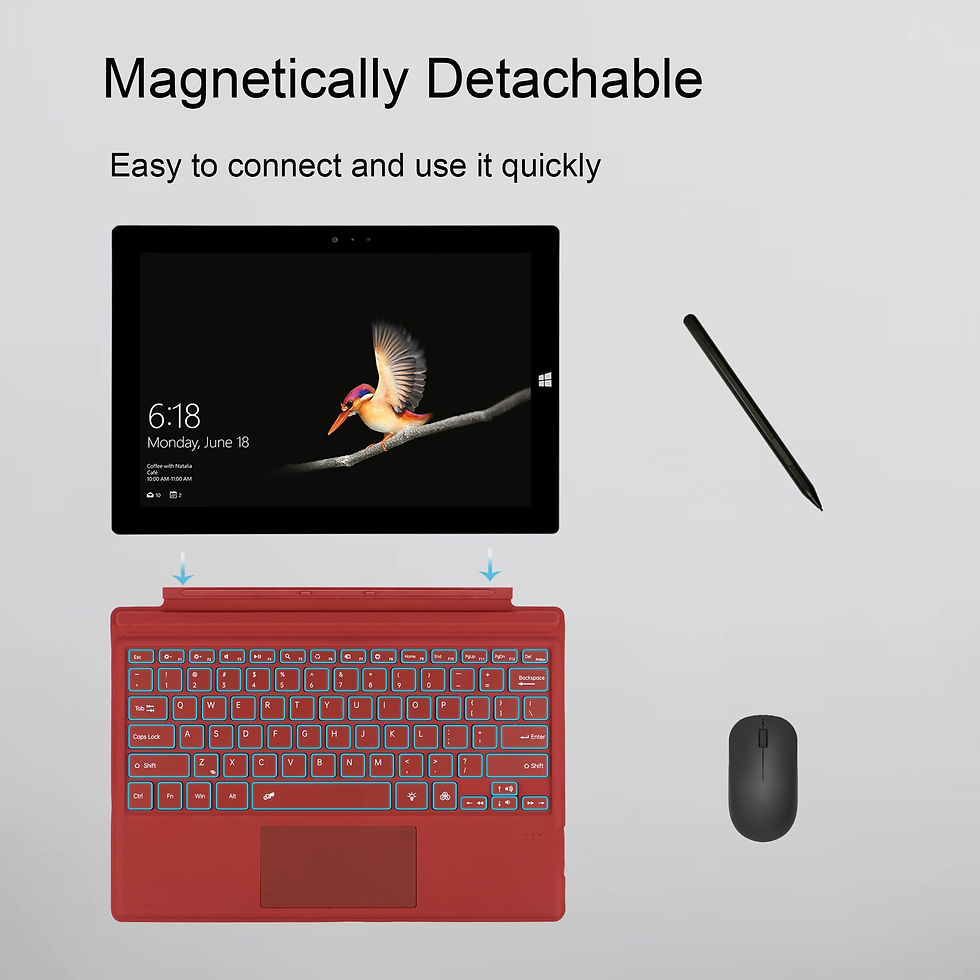 Thumbnail: Mobee Type Cover for Microsoft Surface Pro, Slim Bluetooth Keyboard (Red)