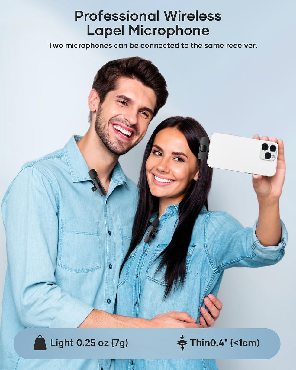 Thumbnail: 2-Pack Lavalier Mic for iPhone/Android, Noise Reduction, Recording