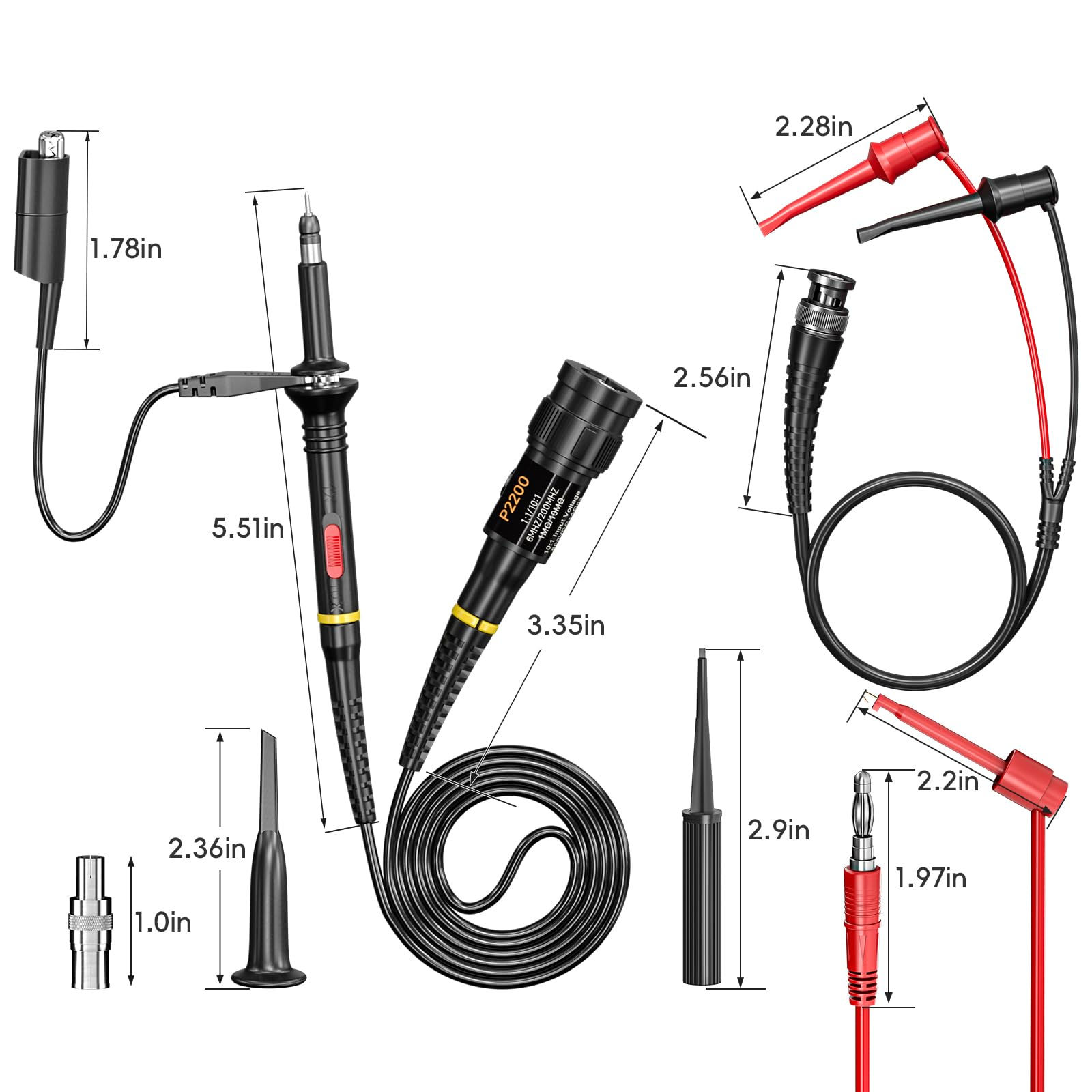 Goupchn Oscilloscope Probes Kit with Accessories Test Leads BNC to Hook Cable