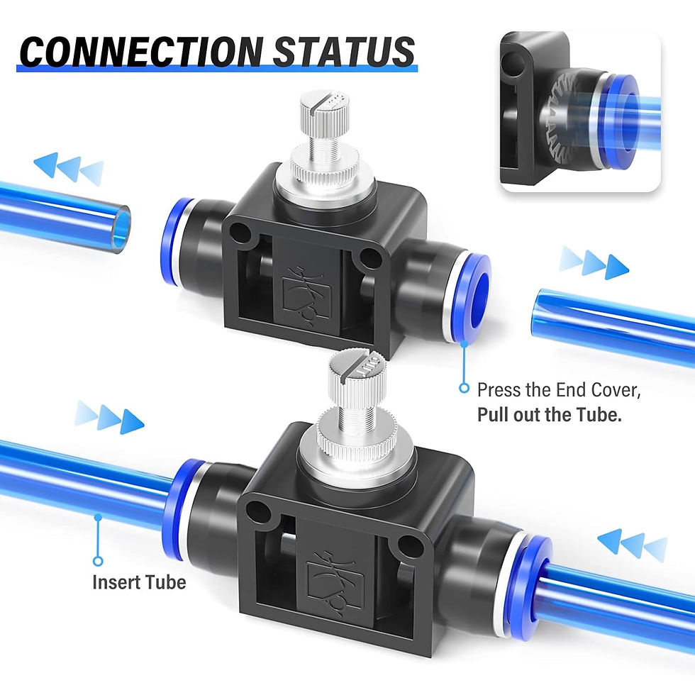 Thumbnail: TAILONZ Air Flow Control Valve with Push-to-Connect Speed Controller Union -