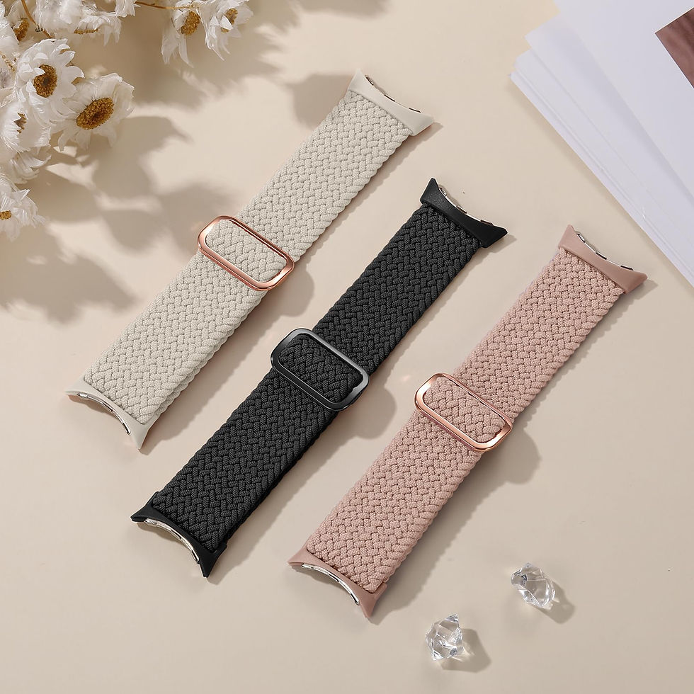 Thumbnail: Maledan Braided Stretchy Band for Google Pixel Watch 2, 3-Pack, Black/Starlight