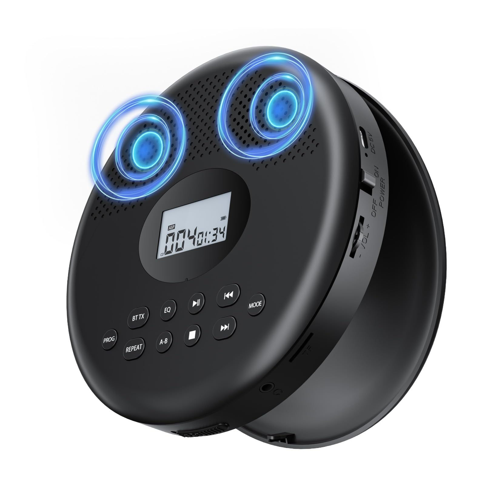 Arafuna Portable CD Player with Rechargeable Car/Home Bluetooth, (Black)