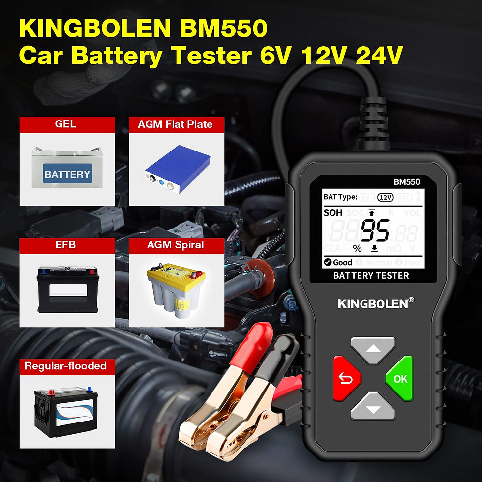 Thumbnail: KINGBOLEN BM550 Car Battery Tester, 12V-24V, Digital Voltage Analyzer