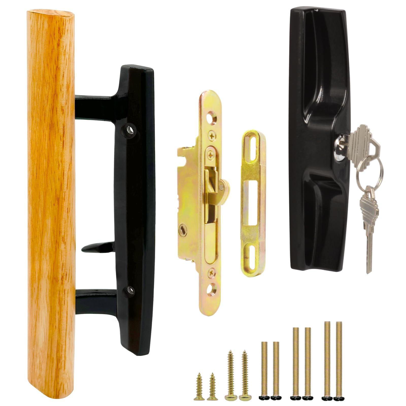Sliding Glass Patio Door Handle Set with Key Cylinder and Mortise Lock 45�