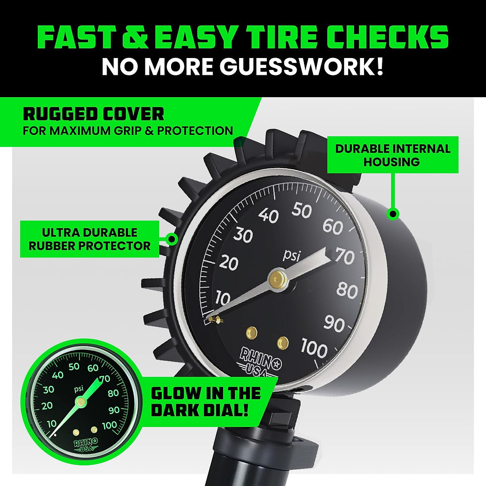 Thumbnail: Rhino USA Tire Pressure with PSI) - Gauge Inflator (0-100 Heavy Duty Air