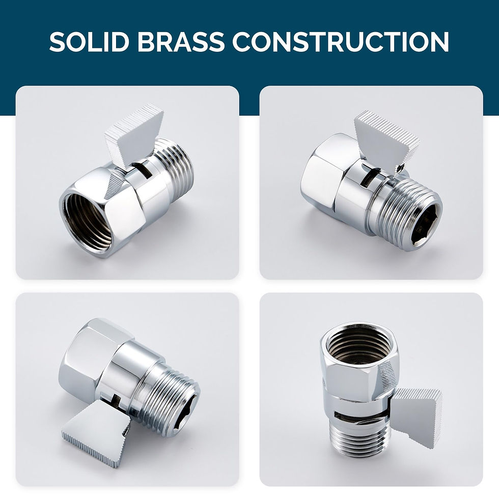 Thumbnail: Angle Shower Flow Water Valve, Brass Shut Off Valve for Hand Shower, RV Hose