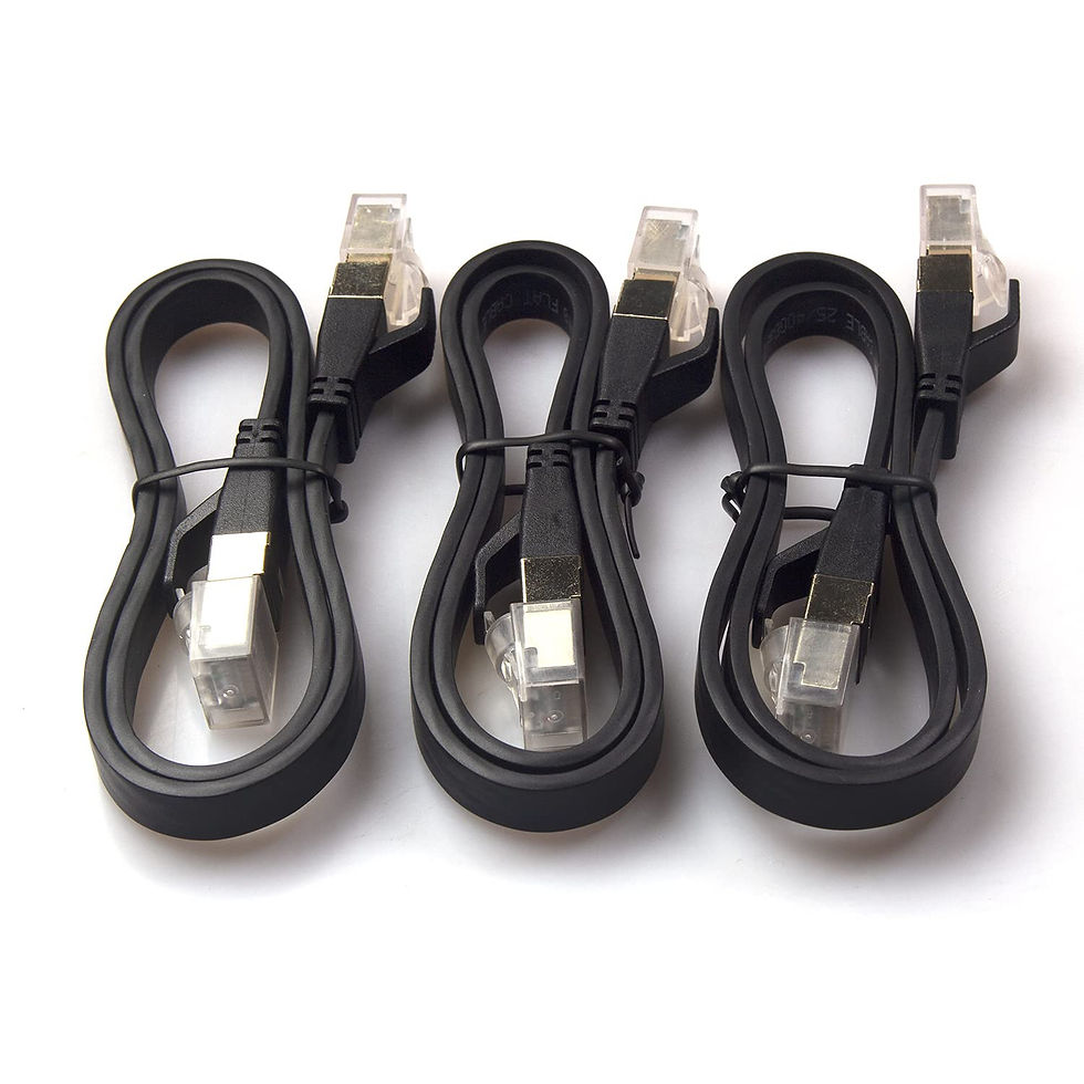 Thumbnail: REXUS Flat Cat 8 Ethernet Network Cable 1.6 FT (3 Pack), High Speed 40Gbps 2000M