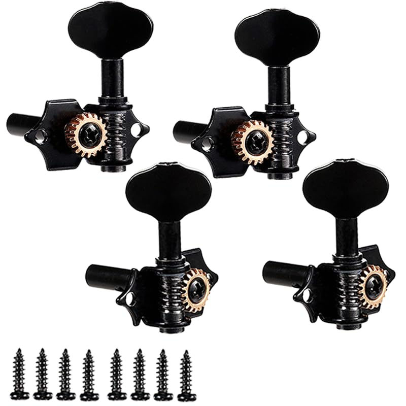 2R2L Head Tuners For Ukulele Ratio Tuning Peg Machine Black-Plated 4 String